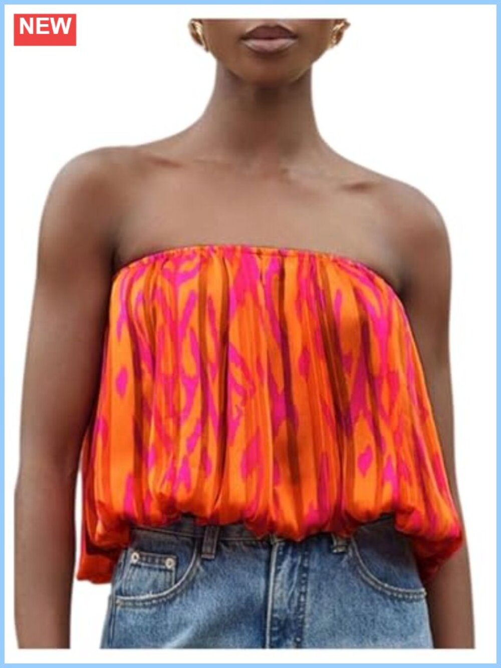 Y2k Printed Bubble Strapless Tube Top